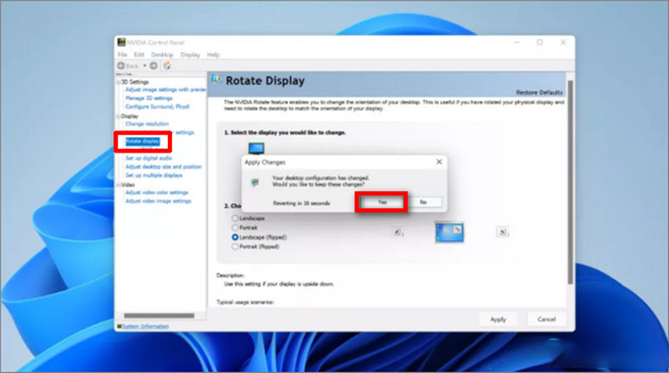 xoay màn hình windows 11 