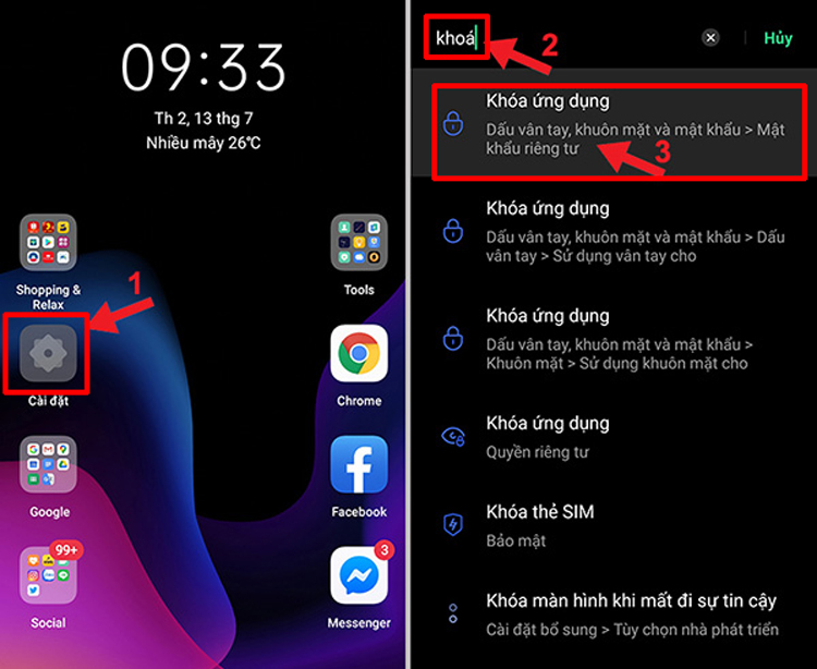 ẩn ứng dụng trên Oppo 