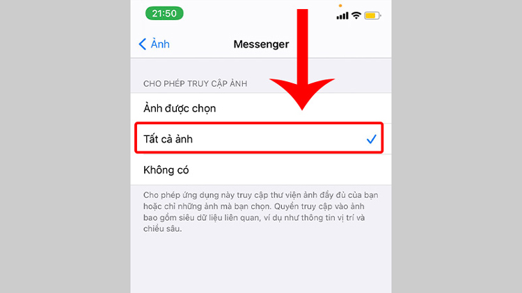 messenger không gửi được ảnh