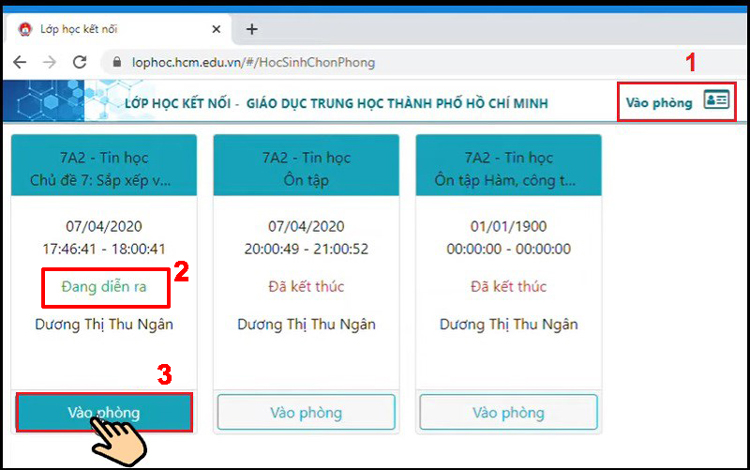 lớp học kết nối lophoc.hcm.edu.vn