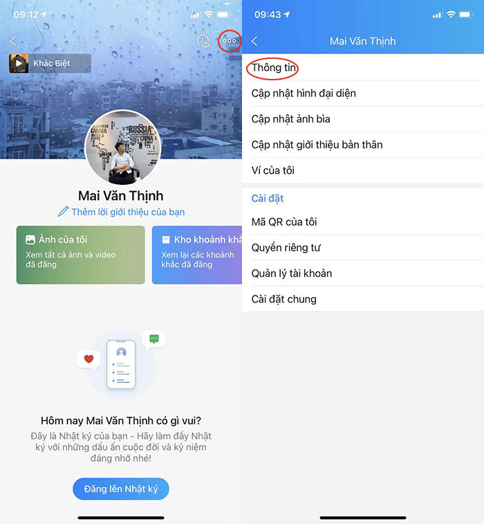 cách đổi tên zalo trên iPhone