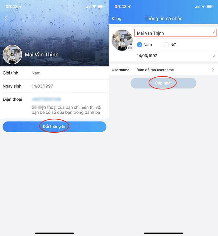 cách đổi tên zalo viết hoa