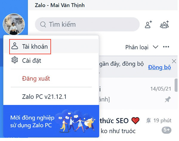 cách đổi tên zalo trên điện thoại Android