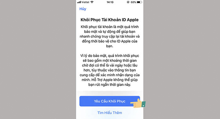 lấy lại mật khẩu icloud