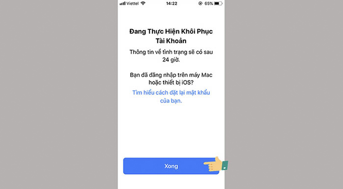 lấy lại mật khẩu icloud