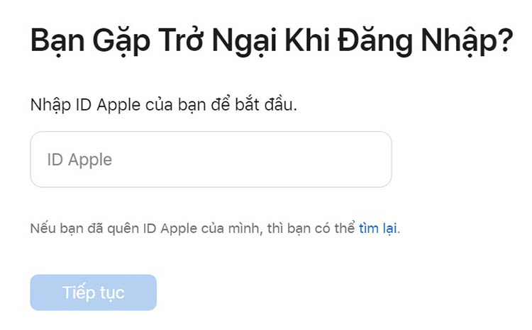 lấy lại mật khẩu icloud