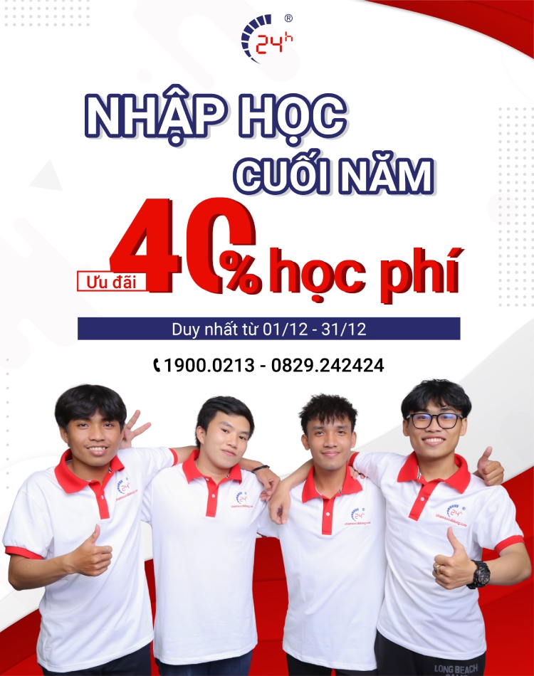 Nhập học cuối năm - Ưu đãi 40% học phí