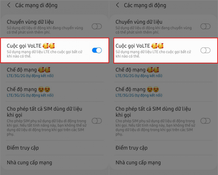 cách tắt VoLTE