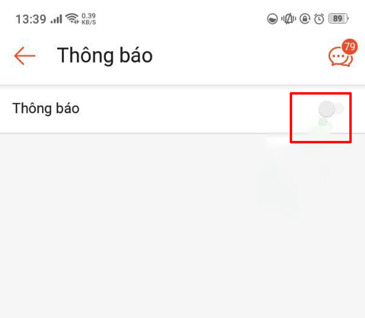 tắt thông báo shopee