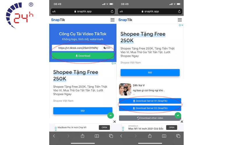 Cách tải video Tiktok bằng SnapTik trên điện thoại