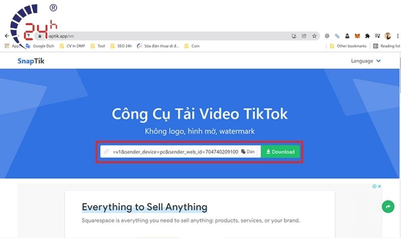 Cách tải video Tiktok bằng SnapTik trên máy tính