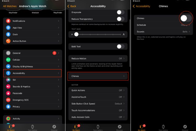 cách bật taptic chimes
