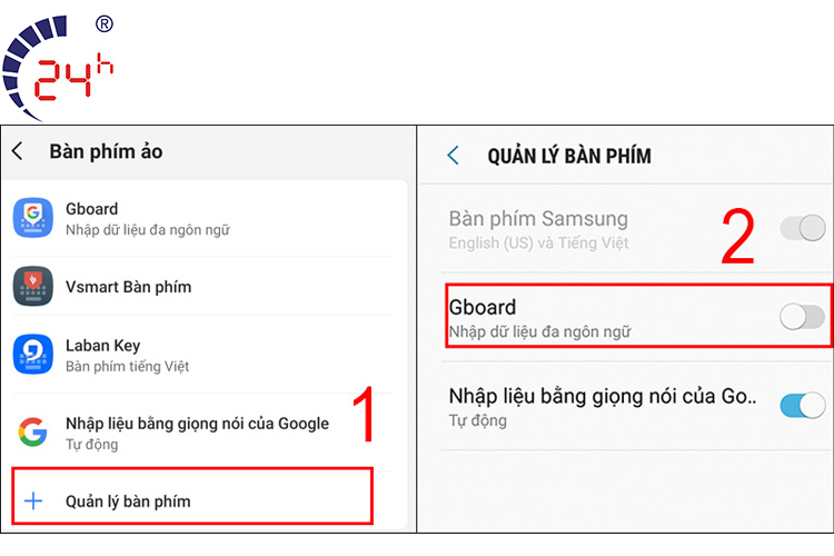 Kich hoat ban phim Gboard de lay lai ban phim Android