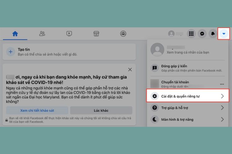 Chọn Cài đặt & quyền riêng tư