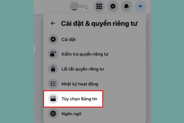 Chọn Tùy chọn Bảng tin