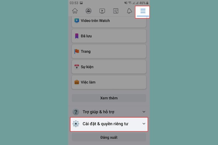 Chọn Cài đặt & quyền riêng tư