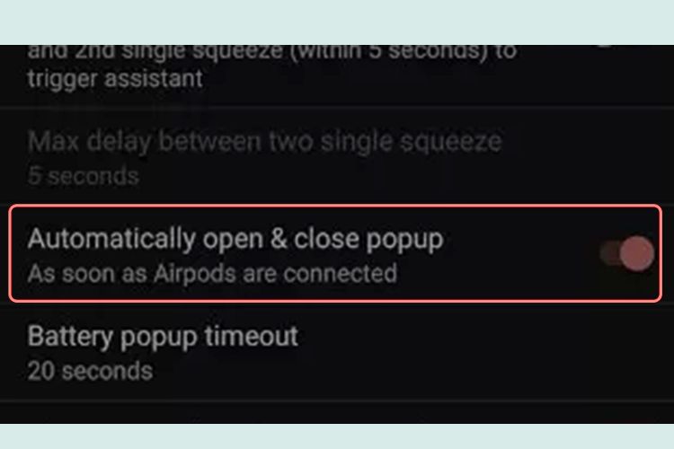Bật tính năng Automatically open & close popup