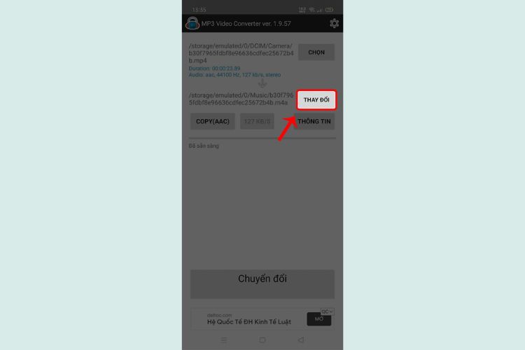 Nhấn Thay đổi để chọn vị trí lưu file nhạc