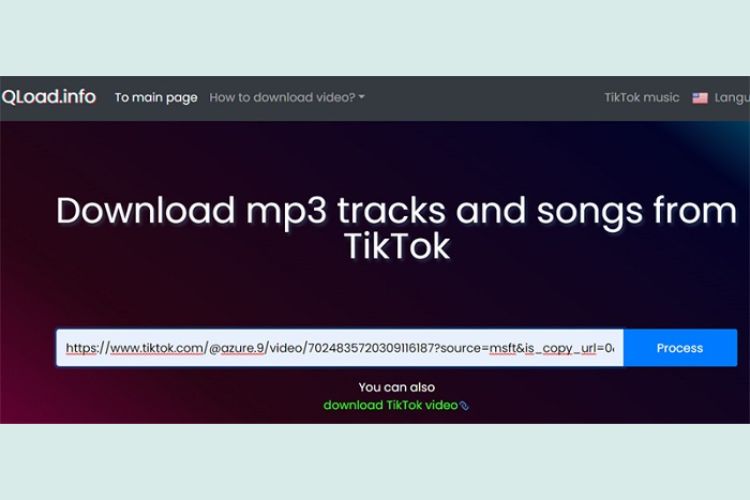 Dán link TikTok bạn muốn tải lên trang web QLoad.info