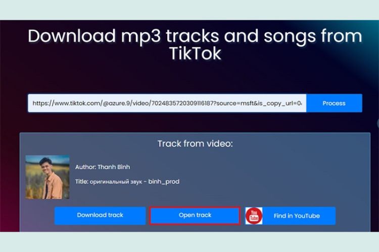 Chọn “Open track” nếu muốn mở đoạn nhạc
