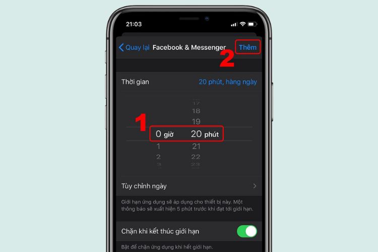 Bạn hãy tùy chỉnh thời gian giới hạn, ngắn nhất là 1 phút.