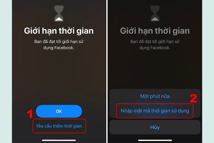 Chọn Nhập mật mã thời gian sử dụng