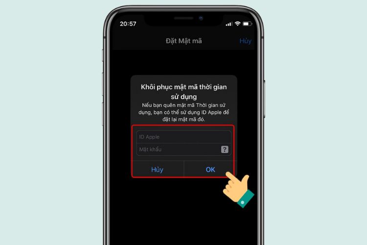 Nhập tài khoản ID Apple > Chọn OK.