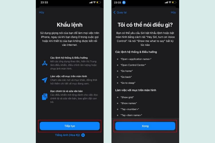 Ấn vào nút Tiếp tục > Xong.