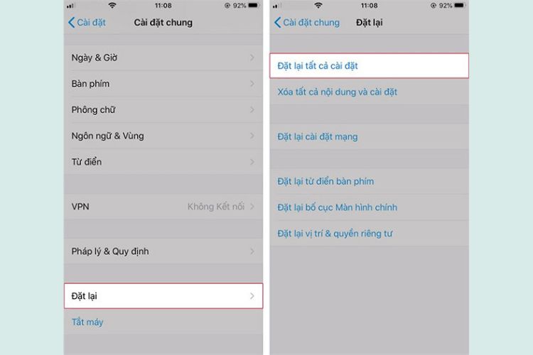 Reset lại máy