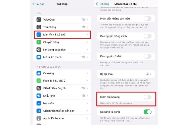 Tắt giảm điểm trắng