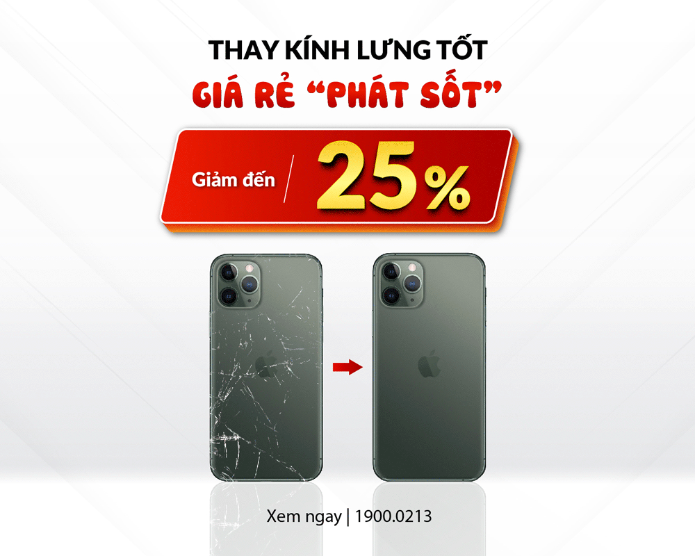 Giảm đến 25% chi phí thay kính lưng iPhone