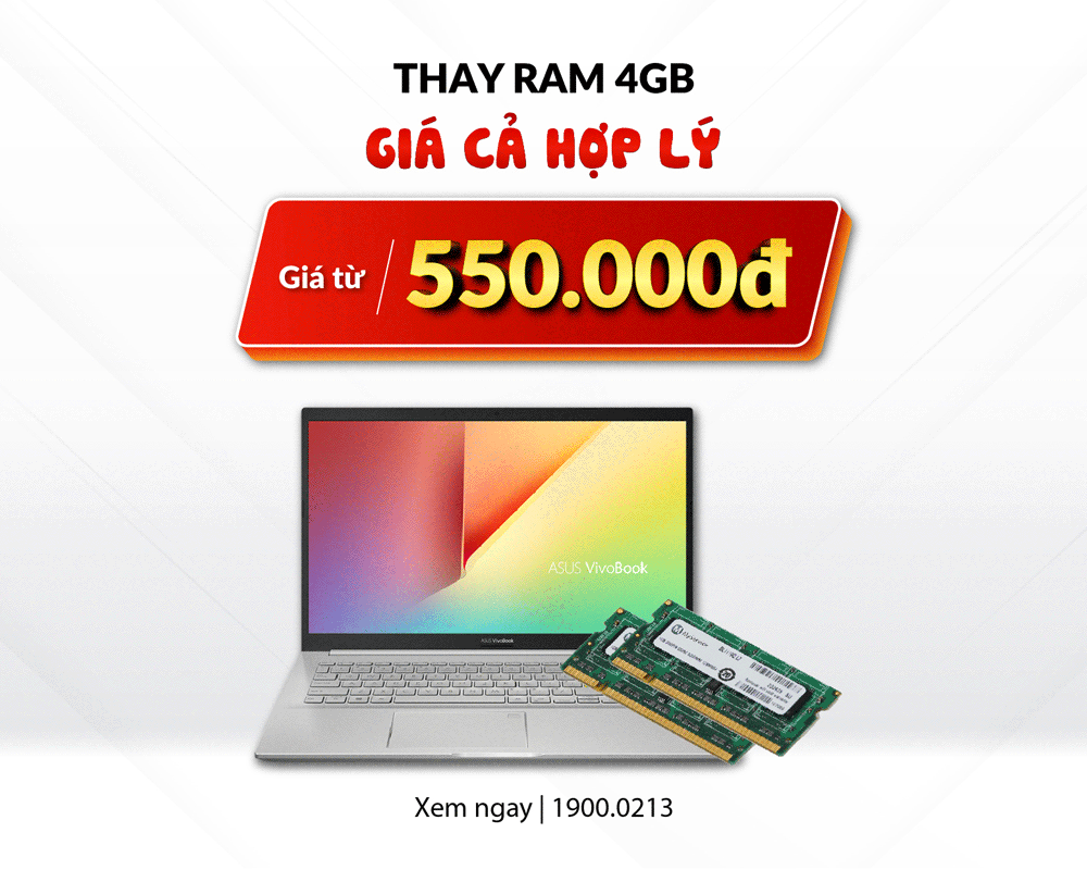 Thay RAM laptop với giá từ 550.00 đồng