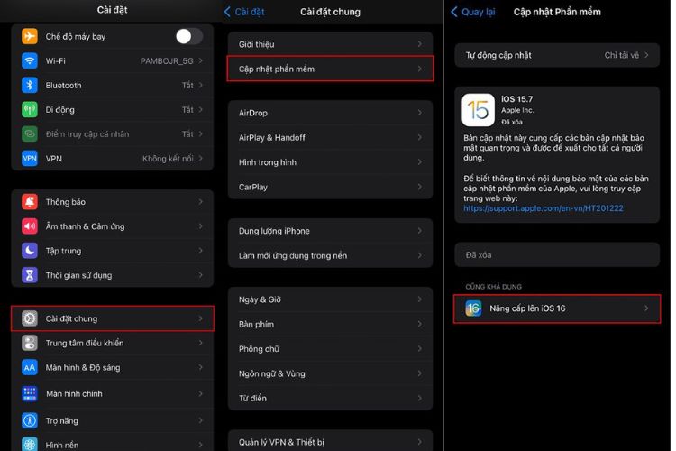cập nhật hệ điều hành iOS mới  