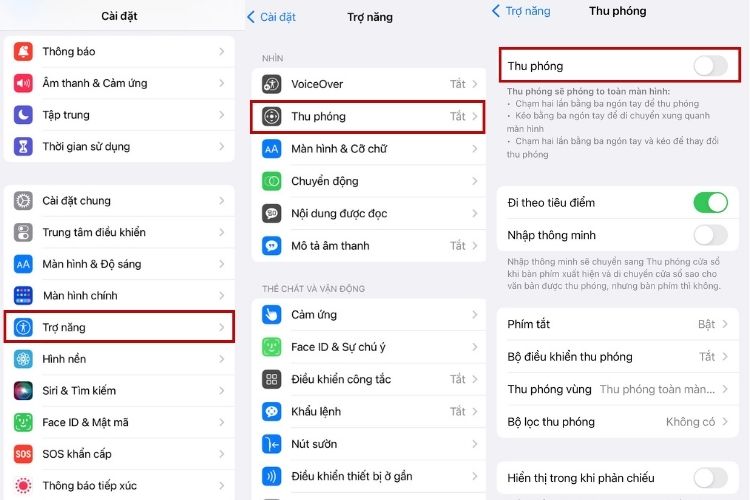 tắt chế độ thu phóng