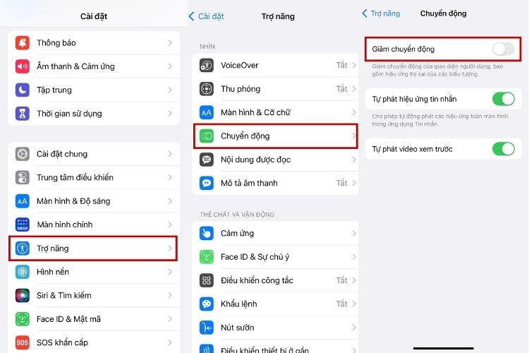 tắt giảm chuyển động iPhone 13 Pro Max