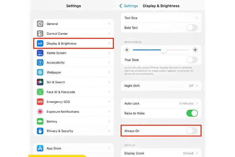 tắt tính năng Luôn bật trên iPhone 14 Pro Max  
