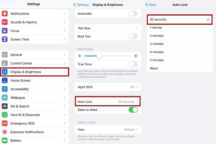 điều chỉnh tính năng tự động khóa