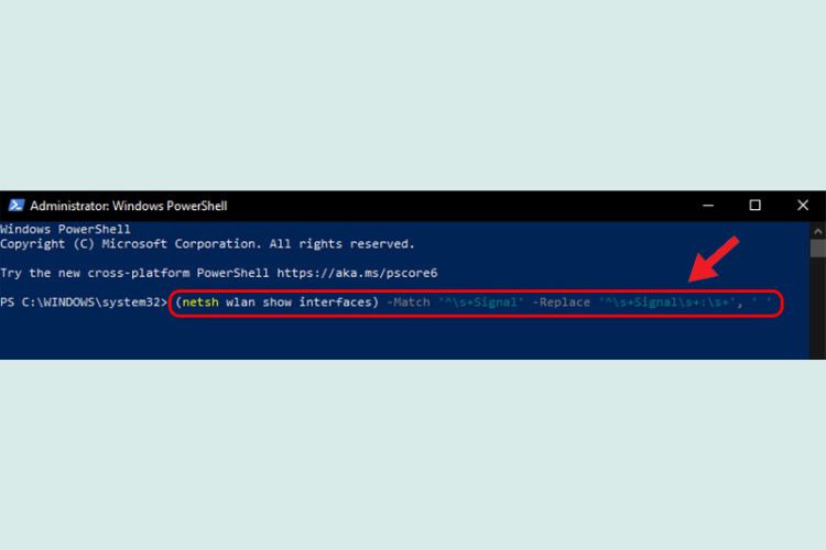 Nhập lệnh vào PowerShell