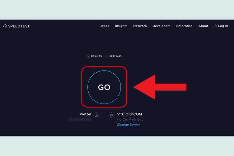 Truy cập trang web SpeedTest