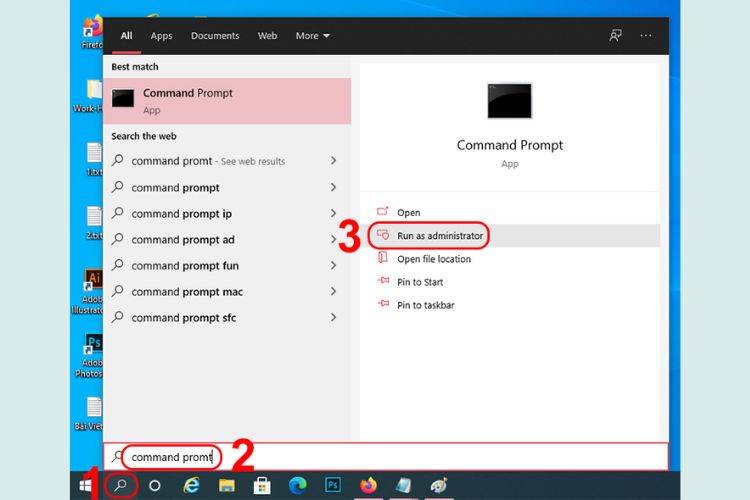 Mở cửa sổ Command Promt