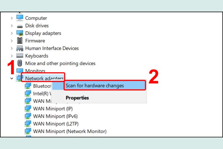 Click chuột phải vào Network adapters
