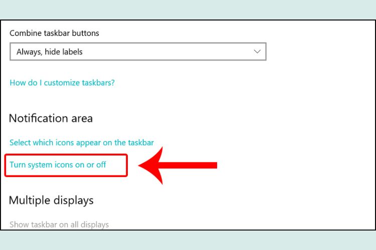 Nhấn Turn system icons on or off