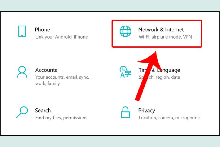 Chọn Network & Internet.