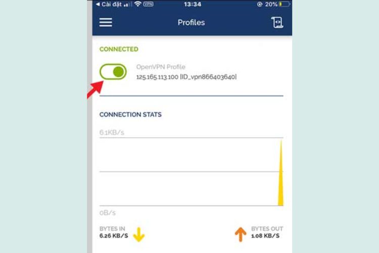 Gạt công tắc ở proxy sang bên phải để bật lên.