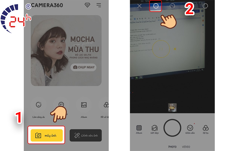 Tat am thanh chup anh tren app camera 360