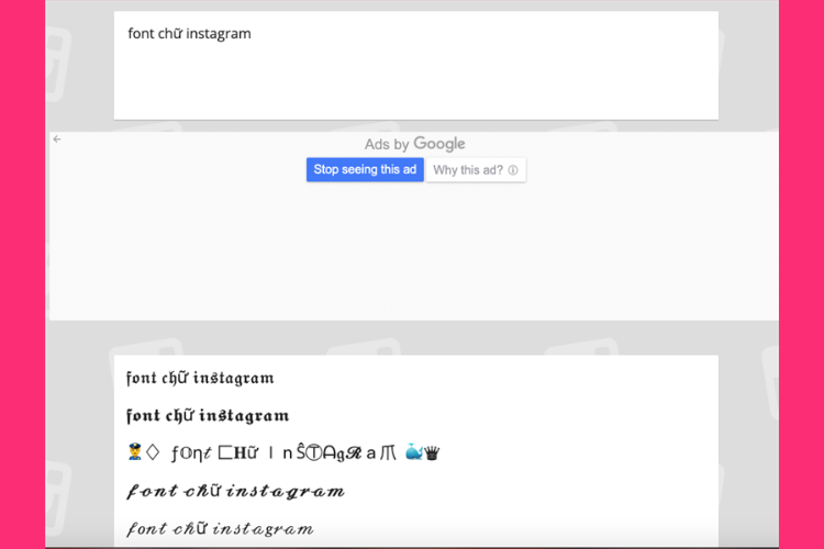 Thay đổi font chữ với Instagram Fonts