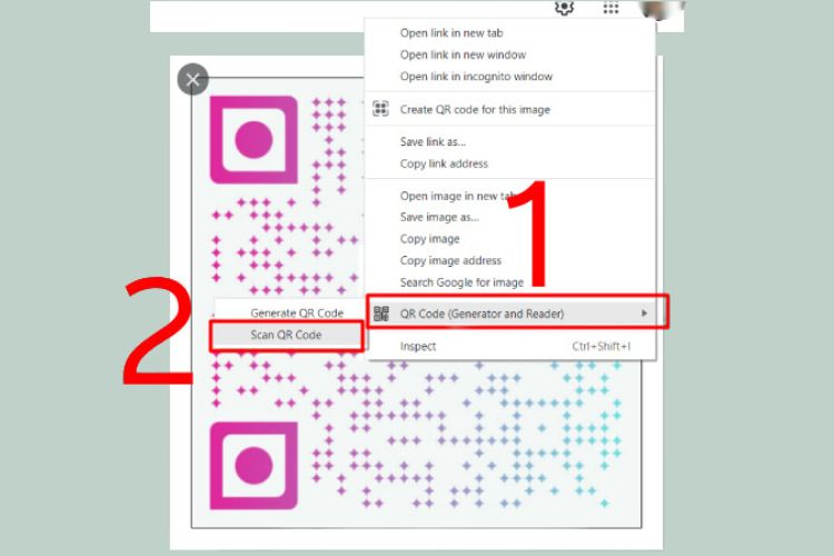 Truy cập vào mã QR bạn muốn scan và nhấp chuột phải vào mã QR
