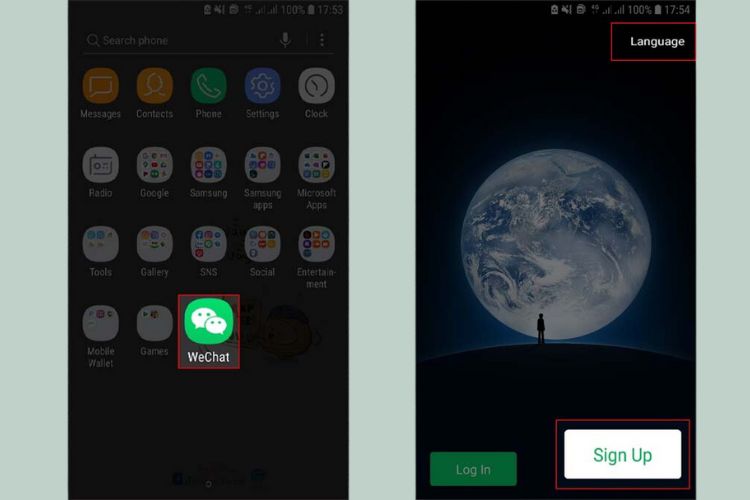 Truy cập vào ứng dụng WeChat 