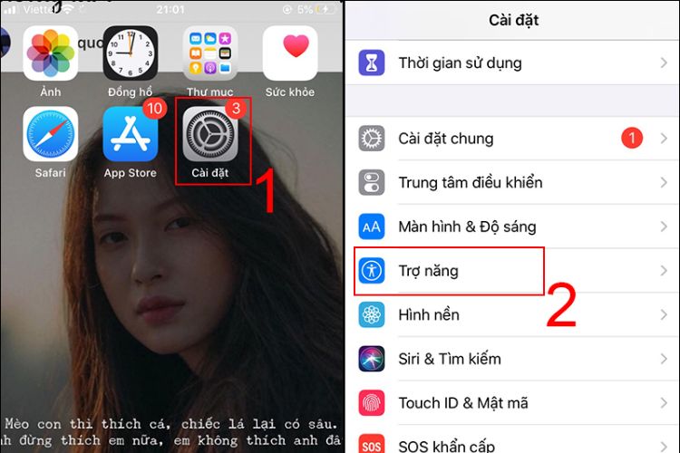 tăng cỡ chữ trên iphone