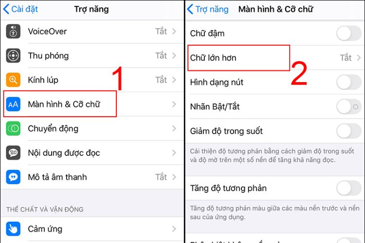 cách đổi cỡ chữ trên iphone